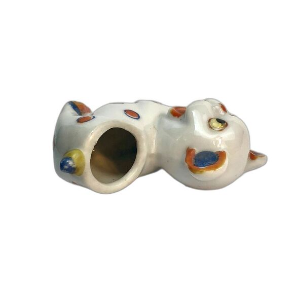 Antique Japan Bonzo Dog Porcelain Lusterware 1920's 'Butt Up'  Toothpick Vase - Picture 11 of 12